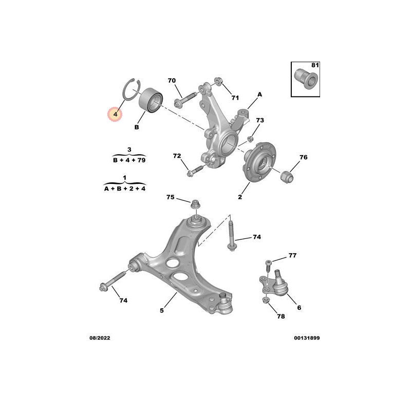 Circlip de roulement de roue Avant Citroën Ami / Opel Rocks-E / Fiat Topolino