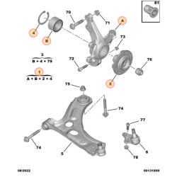 Pivot de fusée avant droite Citroën Ami 1er montage / Opel Rocks-E
