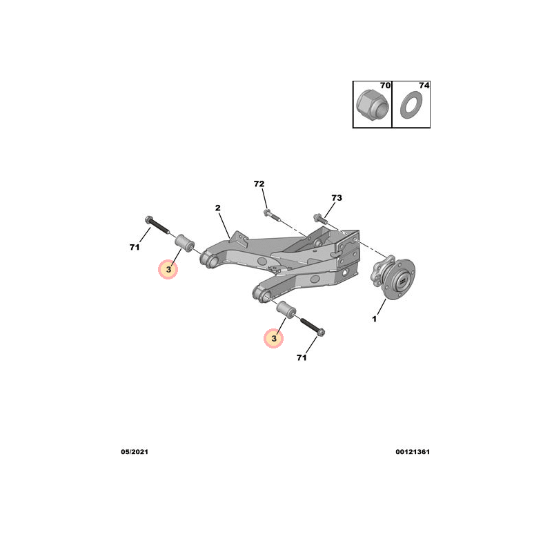 Articulation bras de suspension arrière Citroën Ami/ Opel E-Rock/ Fiat Topolino