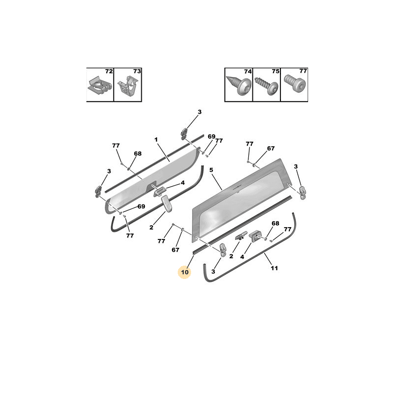 Joint de vitre de porte inférieur Citroen AMI / Opel Rocks-E / Topolino