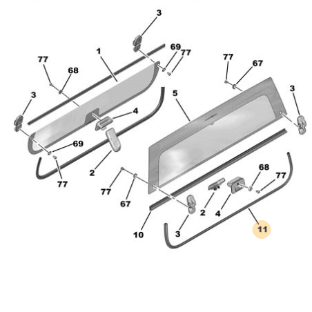 Joint de vitre de porte supérieur Citroen AMI / Opel Rocks-E / Topolino