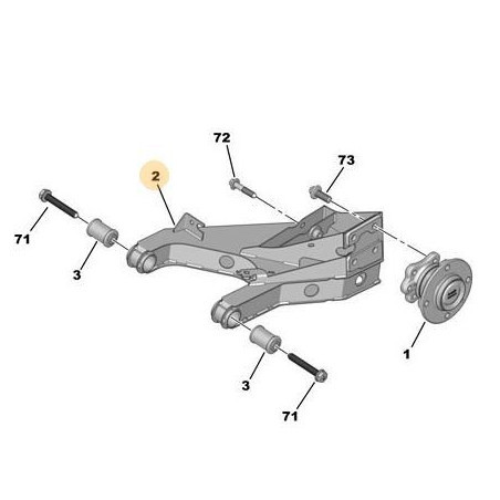 Bras de suspension arrière droit Citroën Ami, Opel Rocks-E et Fiat Topolino