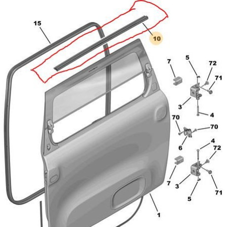 Joint supérieur de porte Citroen AMI / Opel Rocks-E / Topolino