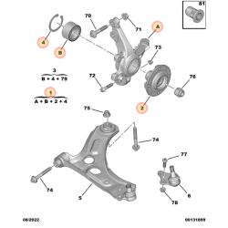 Pivot de fusée avant droite complet avec étrier et plaquettes Citroën Ami 1er montage / Opel Rocks-E