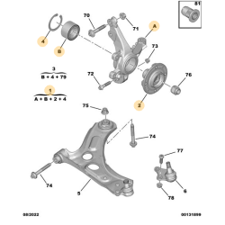 Pivot de fusée avant gauche complet avec étrier et plaquettes Citroën Ami 1er montage / Opel Rocks-E  / Fiat Topolino