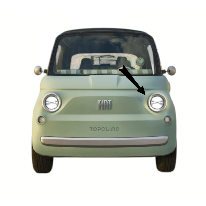 Enjoliveur de phare gauche voiture sans permis Fiat Topolino